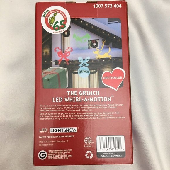 Christmas Dr. Seuss THE GRINCH Light Show LED Whirl A Motion Projector Gemmy NEW - Picture 4 of 5